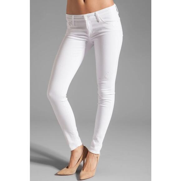 Mother Women's 27 The Looker Skinny Jeans Mirror Mirror White Mid Rise Preppy - Picture 1 of 15